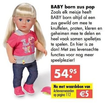 Aanbiedingen Baby born zus pop - Baby Born - Geldig van 09/10/2017 tot 06/12/2017 bij Multi Bazar