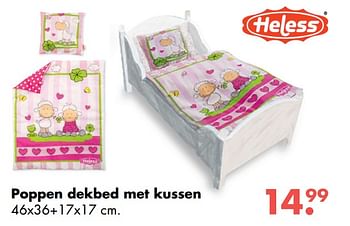 Aanbiedingen Poppen dekbed met kussen - Heless - Geldig van 09/10/2017 tot 06/12/2017 bij Multi Bazar