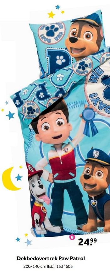 Aanbiedingen Dekbedovertrek paw patrol - Huismerk - Intertoys - Geldig van 25/09/2017 tot 10/12/2017 bij Intertoys