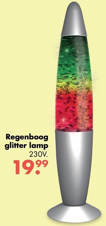 Aanbiedingen Regenboog glitter lamp - Party Fun - Geldig van 09/10/2017 tot 06/12/2017 bij Multi Bazar