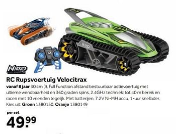 Aanbiedingen Rc rupsvoertuig velocitrax - Nikko - Geldig van 25/09/2017 tot 10/12/2017 bij Intertoys