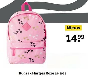 Aanbiedingen Rugzak hartjes roze - Huismerk - Intertoys - Geldig van 25/09/2017 tot 10/12/2017 bij Intertoys