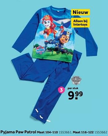 Aanbiedingen Pyjama paw patrol - PAW  PATROL - Geldig van 25/09/2017 tot 10/12/2017 bij Intertoys