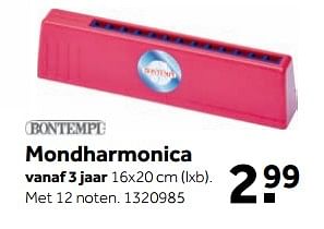 Aanbiedingen Mondharmonica - Bontempi - Geldig van 25/09/2017 tot 10/12/2017 bij Intertoys