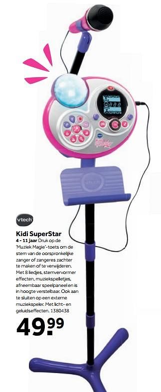 Aanbiedingen Kidi superstar - Vtech - Geldig van 25/09/2017 tot 10/12/2017 bij Intertoys