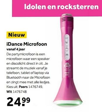 Aanbiedingen Idance microfoon - Huismerk - Intertoys - Geldig van 25/09/2017 tot 10/12/2017 bij Intertoys