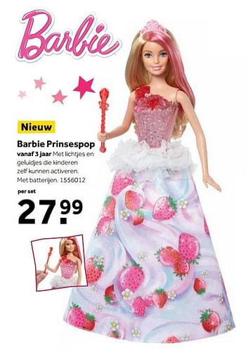 Aanbiedingen Barbie prinsespop - Mattel - Geldig van 25/09/2017 tot 10/12/2017 bij Intertoys