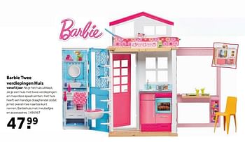 Aanbiedingen Barbie twee verdiepingen huis - Mattel - Geldig van 25/09/2017 tot 10/12/2017 bij Intertoys