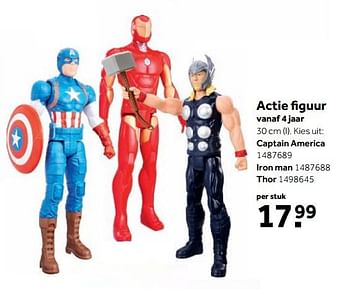 Aanbiedingen Actie figuur captain america - Marvel - Geldig van 25/09/2017 tot 10/12/2017 bij Intertoys