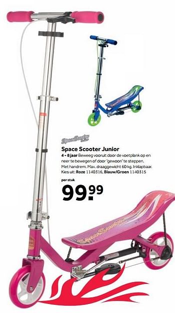 Aanbiedingen Space scooter junior - SpaceScooter - Geldig van 25/09/2017 tot 10/12/2017 bij Intertoys