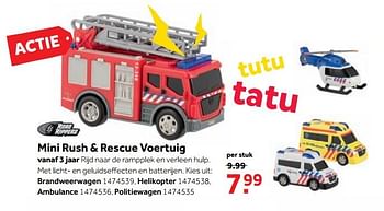 Aanbiedingen Mini rush + rescue voertuig - Road Rippers - Geldig van 25/09/2017 tot 10/12/2017 bij Intertoys