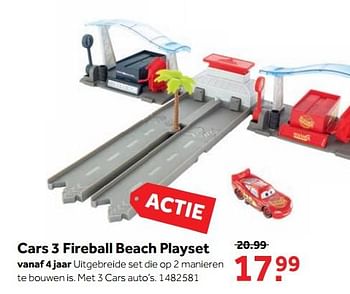 Aanbiedingen Cars 3 fireball beach playset - Cars - Geldig van 25/09/2017 tot 10/12/2017 bij Intertoys