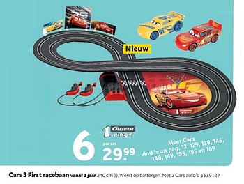 Aanbiedingen Cars 3 first racebaan - Carrera - Geldig van 25/09/2017 tot 10/12/2017 bij Intertoys