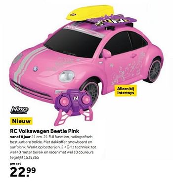 Aanbiedingen Rc volkswagen beetle pink - Nikko - Geldig van 25/09/2017 tot 10/12/2017 bij Intertoys