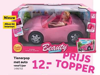 Aanbiedingen Tienerpop met auto - Huismerk - Intertoys - Geldig van 25/09/2017 tot 10/12/2017 bij Intertoys