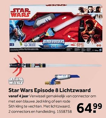 Aanbiedingen Star wars episode 8 lichtzwaard - Star Wars - Geldig van 25/09/2017 tot 10/12/2017 bij Intertoys