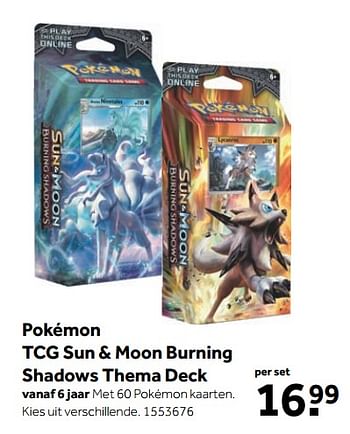 Aanbiedingen Pokémon tcg sun + moon burning shadows thema deck - Pokemon - Geldig van 25/09/2017 tot 10/12/2017 bij Intertoys