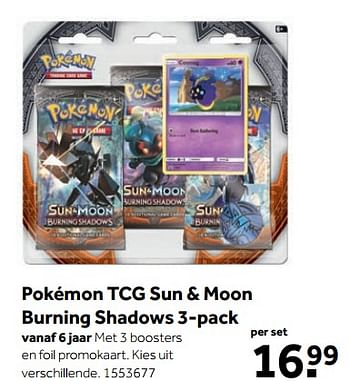 Aanbiedingen Pokémon tcg sun + moon burning shadows - Pokemon - Geldig van 25/09/2017 tot 10/12/2017 bij Intertoys