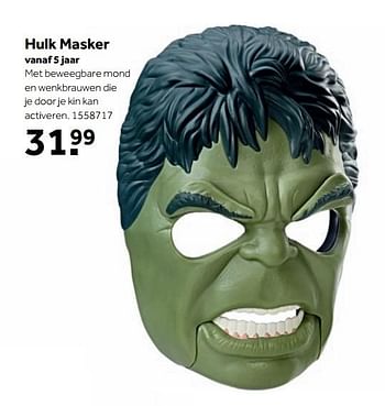 Aanbiedingen Hulk masker - Marvel - Geldig van 25/09/2017 tot 10/12/2017 bij Intertoys