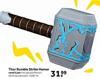 Aanbiedingen Thor rumble strike hamer - Marvel - Geldig van 25/09/2017 tot 10/12/2017 bij Intertoys