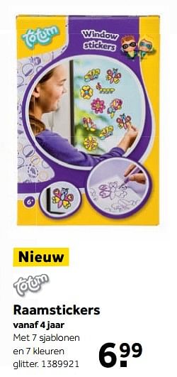 Aanbiedingen Raamstickers - Totum - Geldig van 25/09/2017 tot 10/12/2017 bij Intertoys