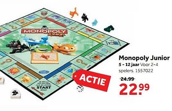 Aanbiedingen Monopoly junior - Hasbro - Geldig van 25/09/2017 tot 10/12/2017 bij Intertoys