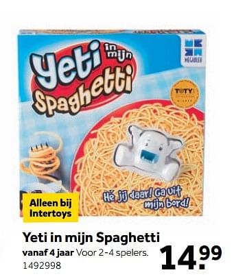 Aanbiedingen Yeti in mijn spaghetti - Megableu - Geldig van 25/09/2017 tot 10/12/2017 bij Intertoys