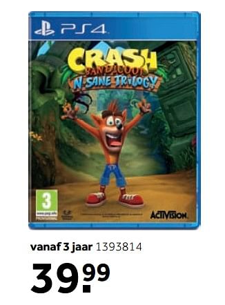 Aanbiedingen Crash n sane tr logy - Activision - Geldig van 25/09/2017 tot 10/12/2017 bij Intertoys