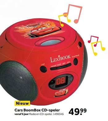 Aanbiedingen Cars boombox cd-speler - Cars - Geldig van 25/09/2017 tot 10/12/2017 bij Intertoys