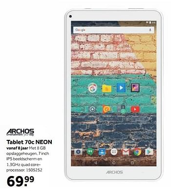 Aanbiedingen Archos tablet 70c neon - Archos - Geldig van 25/09/2017 tot 10/12/2017 bij Intertoys