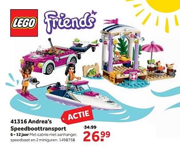 Aanbiedingen 41316 andrea`s speedboottransport - Lego - Geldig van 25/09/2017 tot 10/12/2017 bij Intertoys