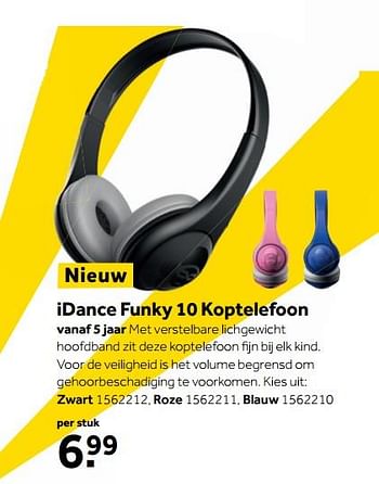 Aanbiedingen Idance funky 10 koptelefoon zwart - I Dance - Geldig van 25/09/2017 tot 10/12/2017 bij Intertoys