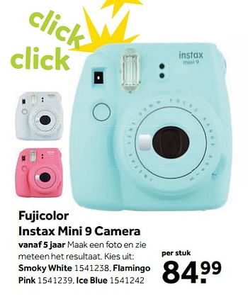 Aanbiedingen Fujicolor instax mini 9 camera smoky white - Fuji - Geldig van 25/09/2017 tot 10/12/2017 bij Intertoys