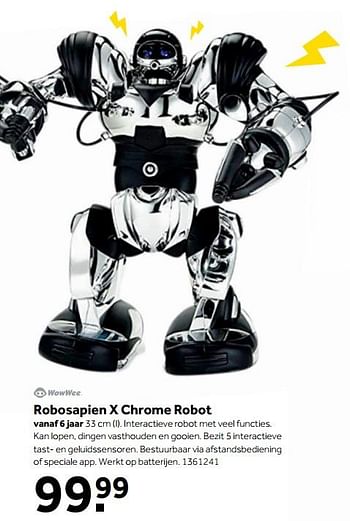 Aanbiedingen Robosapien x chrome robot - Wowwee - Geldig van 25/09/2017 tot 10/12/2017 bij Intertoys