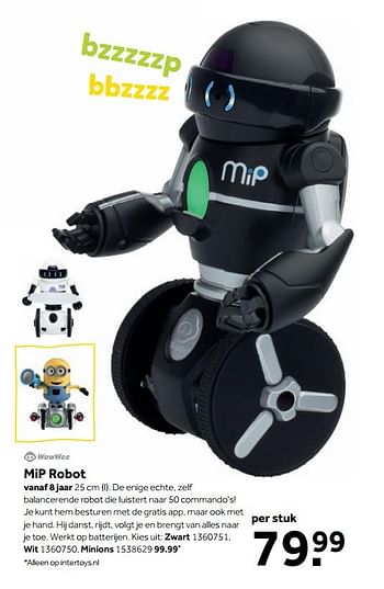 Aanbiedingen Mip robot zwart - Wowwee - Geldig van 25/09/2017 tot 10/12/2017 bij Intertoys