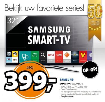Aanbiedingen Samsung smart-tv ue32m5670 - Samsung - Geldig van 30/09/2017 tot 08/10/2017 bij Expert