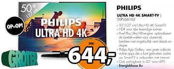 Aanbiedingen Philips ultra hd 4k smart-tv 50pus6162 - Philips - Geldig van 30/09/2017 tot 08/10/2017 bij Expert