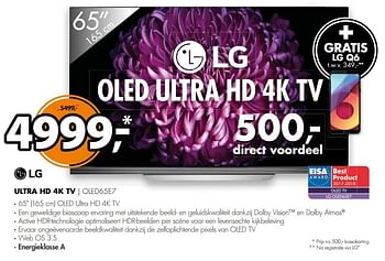 Aanbiedingen Lg ultra hd 4k tv oled65e7 - LG - Geldig van 30/09/2017 tot 08/10/2017 bij Expert