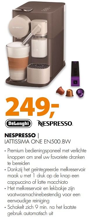 Aanbiedingen Delonghi nespresso lattissima one en500.bw - Delonghi - Geldig van 30/09/2017 tot 08/10/2017 bij Expert