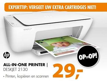 Aanbiedingen Hp all-in-one printer deskjet 2130 - HP - Geldig van 30/09/2017 tot 08/10/2017 bij Expert