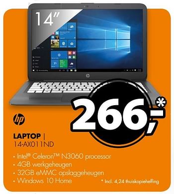 Aanbiedingen Hp laptop 14-ax011nd - HP - Geldig van 30/09/2017 tot 08/10/2017 bij Expert