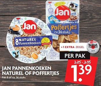 Aanbiedingen Jan pannenkoeken naturel of poffertjes - Jan - Geldig van 01/10/2017 tot 07/10/2017 bij Deka Markt