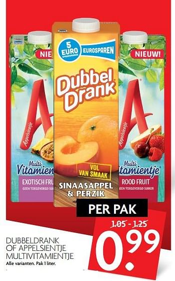Aanbiedingen Dubbeldrank of appelsientje multivitamientje - Huismerk - Deka Markt - Geldig van 01/10/2017 tot 07/10/2017 bij Deka Markt