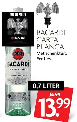 Aanbiedingen Bacardi carta blanca - Bacardi - Geldig van 01/10/2017 tot 07/10/2017 bij Deka Markt