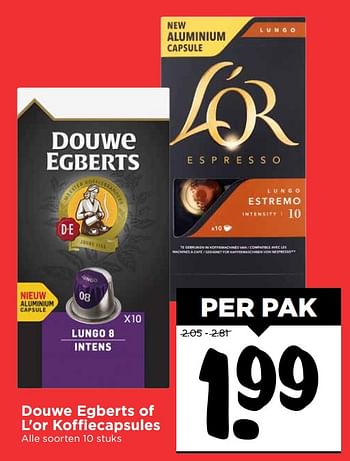 Aanbiedingen Douwe egberts of l`or koffiecapsules - Douwe Egberts - Geldig van 01/10/2017 tot 07/10/2017 bij Vomar