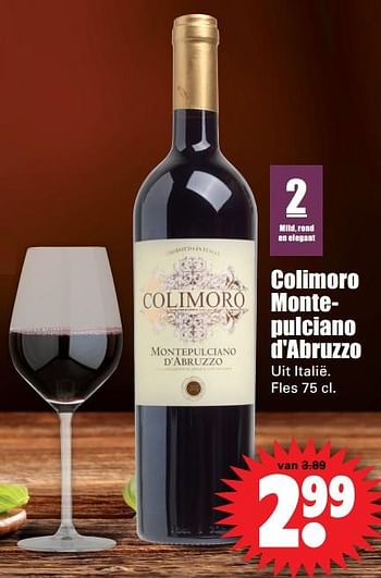 Aanbiedingen Colimoro montepulciano d`abruzzo uit italië. - Rode wijnen - Geldig van 01/10/2017 tot 07/10/2017 bij Lekker Doen