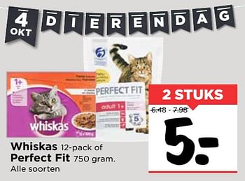 Aanbiedingen Whiskas of perfect fit - Huismerk Vomar - Geldig van 01/10/2017 tot 07/10/2017 bij Vomar