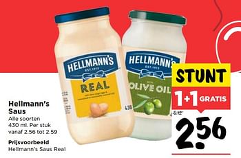 Aanbiedingen Hellmann`s saus real - Hellman's - Geldig van 01/10/2017 tot 07/10/2017 bij Vomar