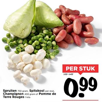 Aanbiedingen Spruiten spitskool champignon of pomme de terre rouges - Huismerk Vomar - Geldig van 01/10/2017 tot 07/10/2017 bij Vomar