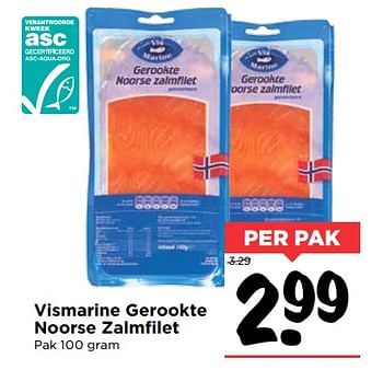 Aanbiedingen Vismarine gerookte noorse zalmfilet - Vismarine - Geldig van 01/10/2017 tot 07/10/2017 bij Vomar